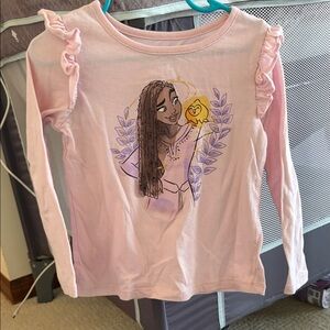 Disney Kids Light Pink Long Sleeve Tee with Character Print